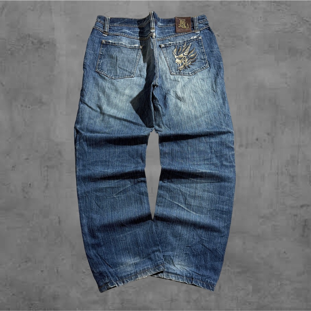 Vintage‎ archive Japanes Embroidered ONI ARAI Baggy Y2k Denim Jeans